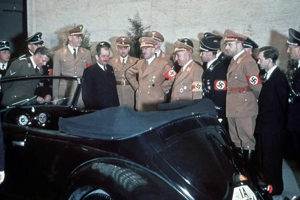 Hitler and a Volkswagen convertible for his 50th birthday present.