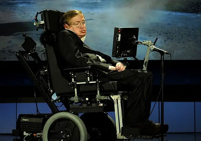 Stephen Hawking on his wheelchair.