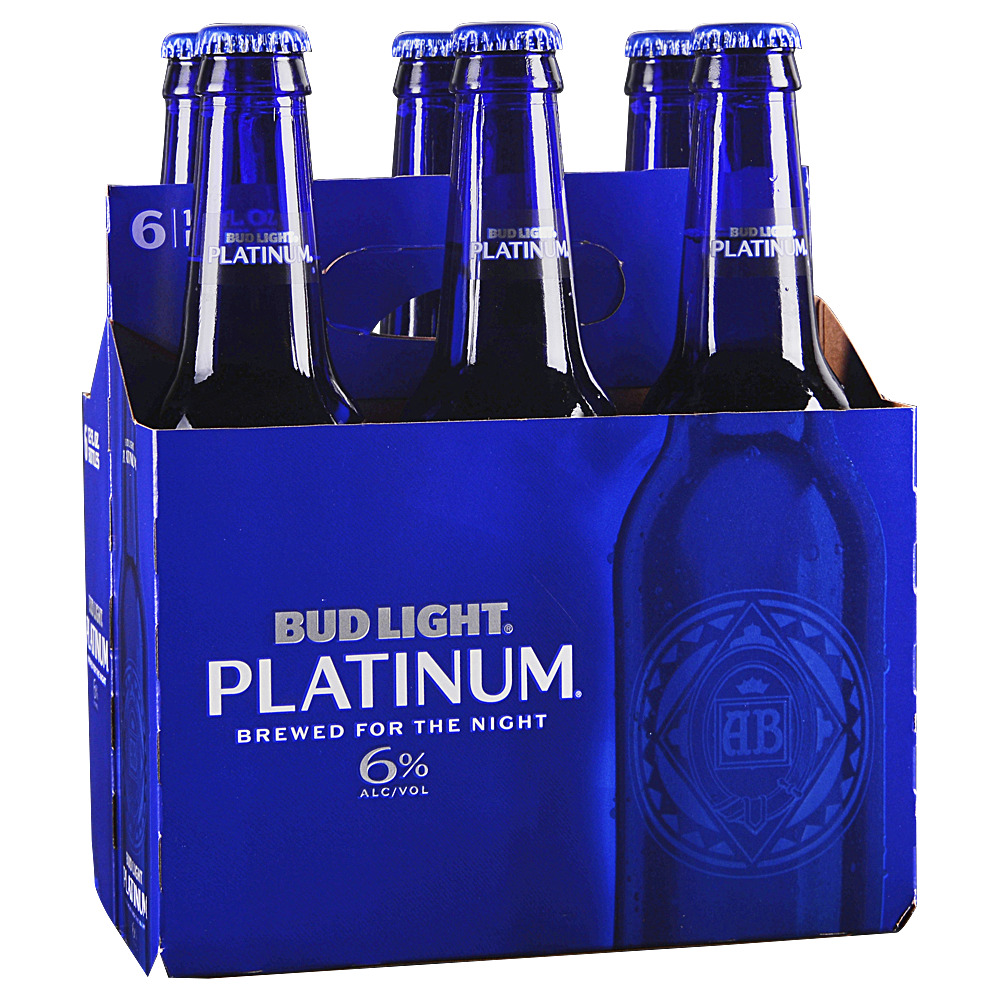 1 blue pack of Bud Light Platinum with 6 bottles at 6% alcohol volume.