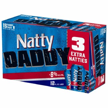 A pack of Natty Daddy with 6% alcohol in blue carton