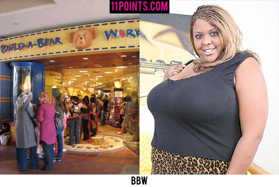 A Build-a-Bear Workshop company and a plus size woman.