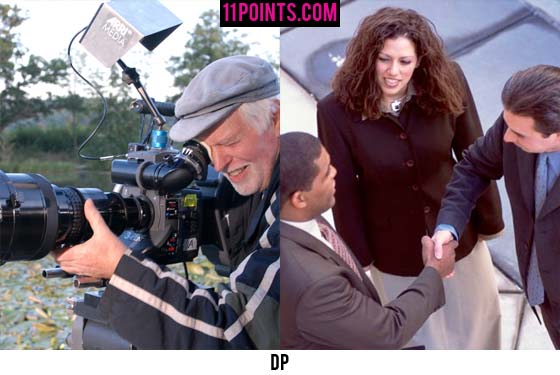A man shooting with his camera and two gentleman shaking hands in the presence of a woman.