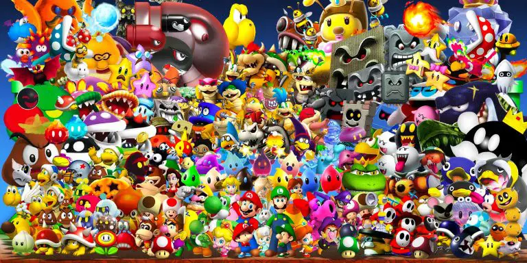 A montage of all the Mario characters.