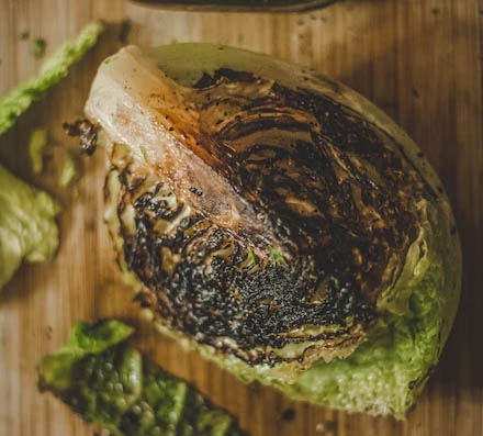 A burnt, reheated cabbage.