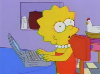 Lisa Simpson on a computer.