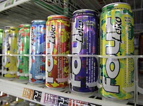Cans of Four Loko in the supermarket.
