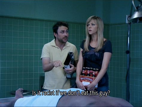 A scene with Charlie and Dee in the series, Its Always Sunny in Philadelphia.
