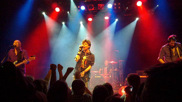 Singer Mr. Big on stage performing at Tavastia Klubi, Helsinki.