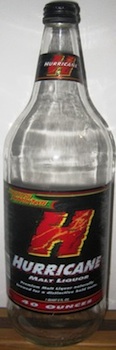 A bottle of Hurricane Malt Liquor.