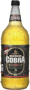 A cold bottle of King Cobra Malt Liquor brand.