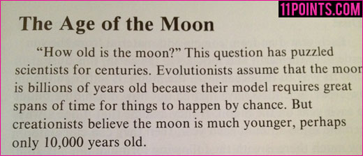 A page of a textbook about the age of the moon.