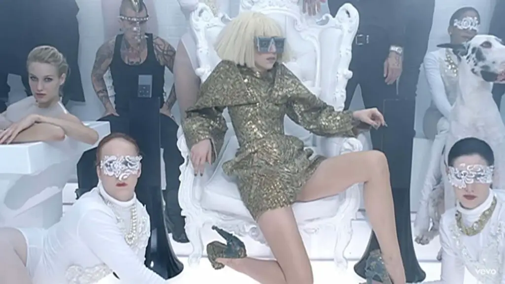 Lady Gaga in the opening scene of her music video, Bad Romance.