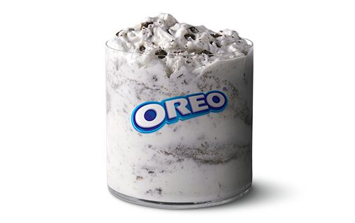 McFlurry with Oreo Cookies in a transparent container, one of the best McDonald's desserts ever sold.