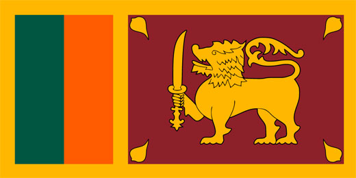 Sri Lankan flag featuring a lion holding a sword.