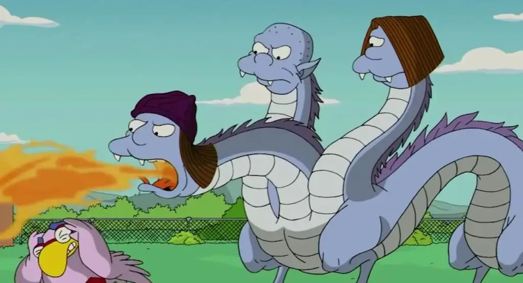 Hydra or three-headed dragon in the Simpsons episode.