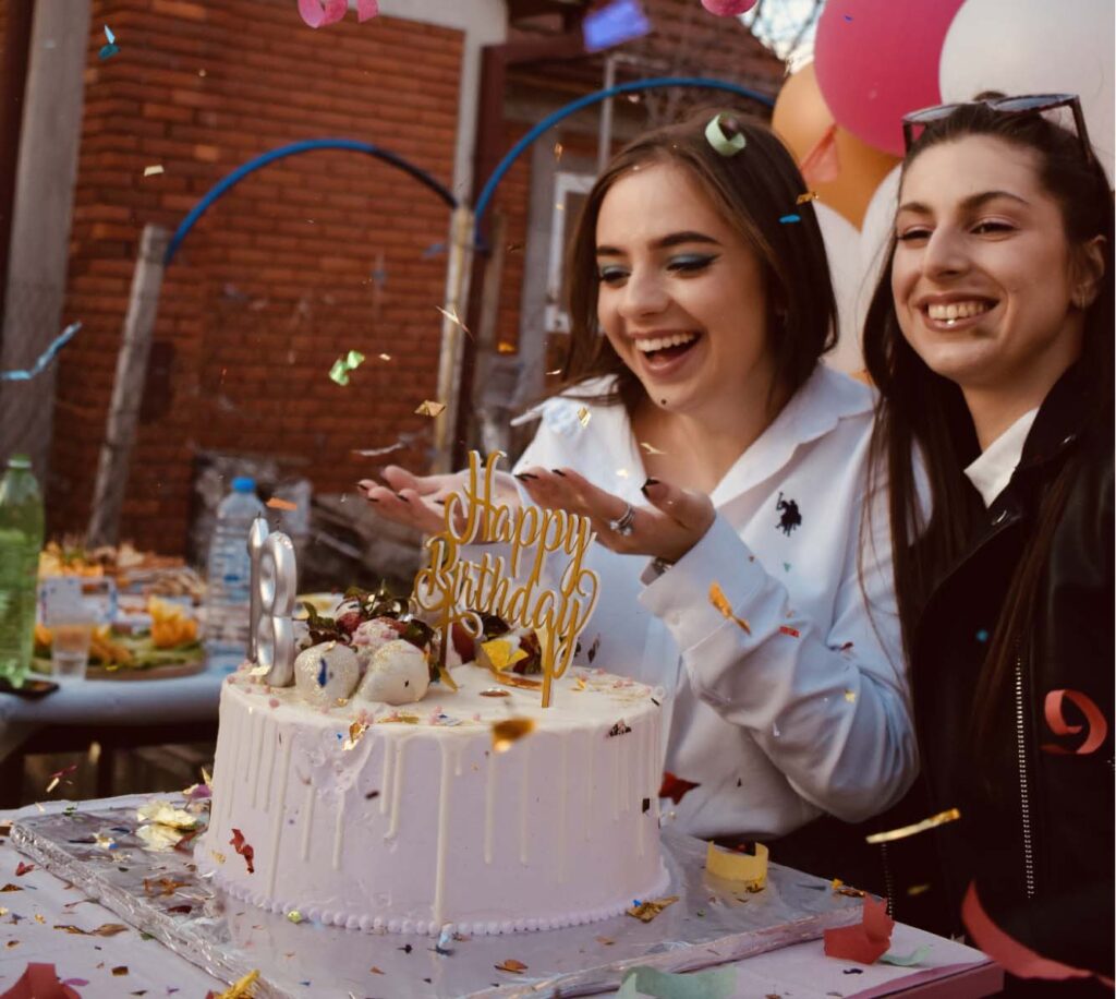 A woman and her daughter celebrating her 18th birthday.