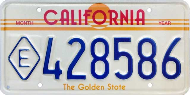 California (the Golden State) car plate.
