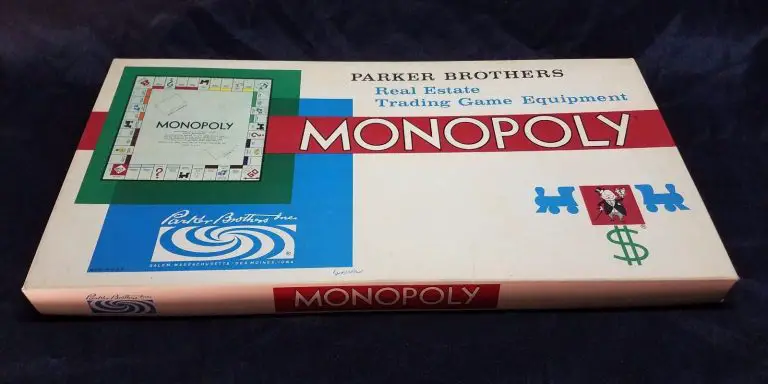 Monopoly board game still inside its box.