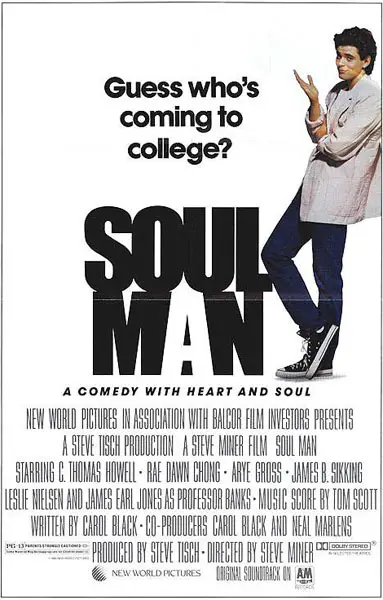 A movie poster of the '80s with the title "Soul Man".