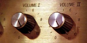 Volume I and volume II knobs turned at maximum which is 11.